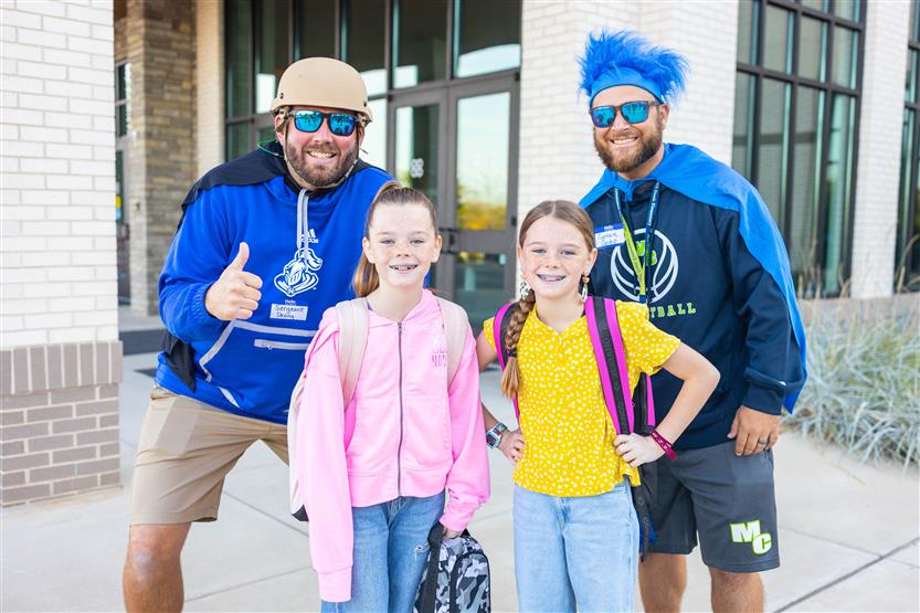 Students walk to school
